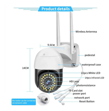 Camara Seguridad Exterior Inteligente V380 PTZ Wifi
